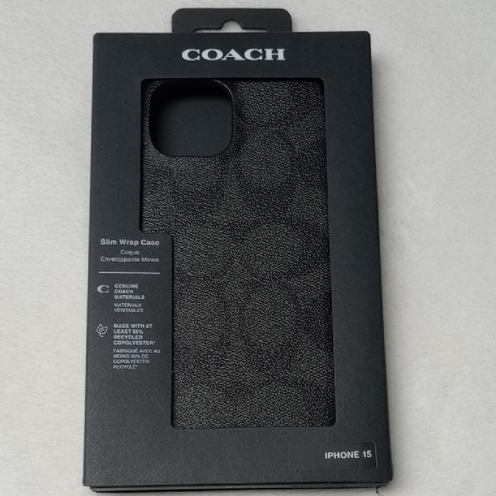 Coach Signature Black iPhone 15 Case